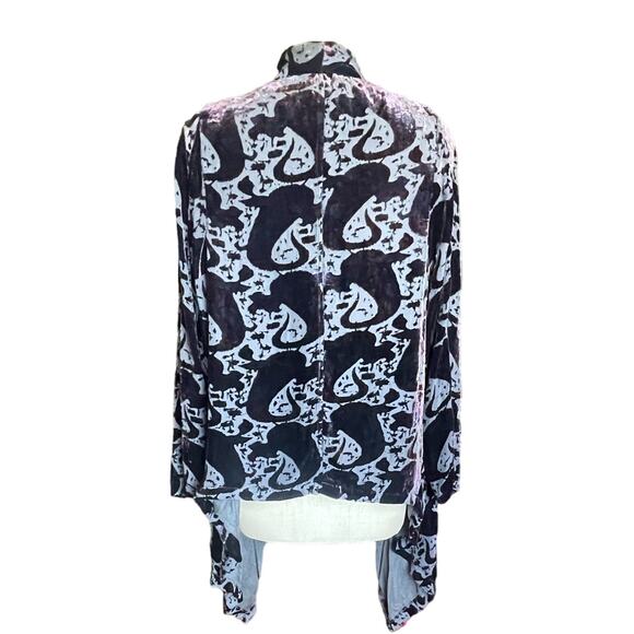 Winter Kate Purple Silk Blend Velvet Burnout Jasmine Open Cardigan Size Small - Picture 3 of 8